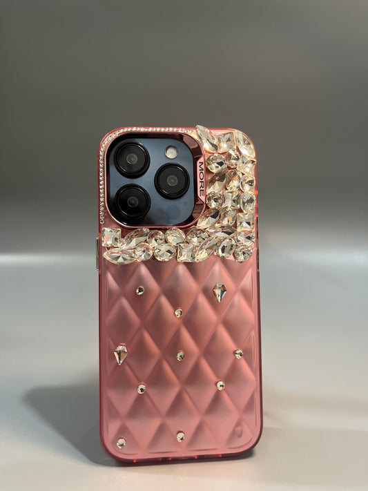 Iphone 15 Pro luxury Quilted Rhinestone Cover
