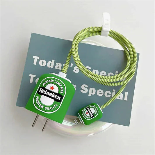 Iphone Charger Cover - Heineken (With Wire Protector)