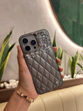 Iphone 16 Pro Max luxury Quilted Rhinestone Cover
