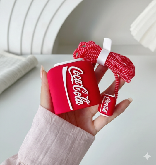 Iphone Charger Cover - Coco Cola (With Wire Protector)