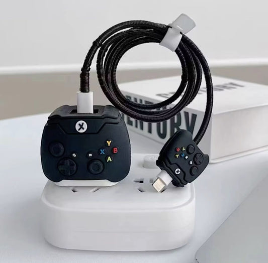 Iphone Charger Cover - Black Xbox (With Wire Protector)