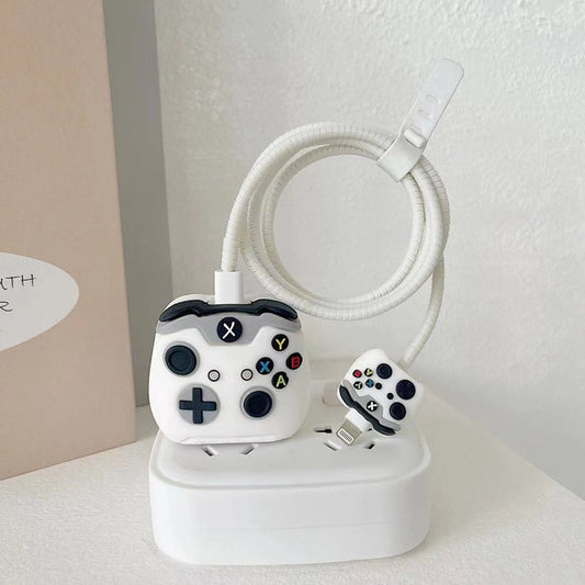 Iphone Charger Cover - White Xbox (With Wire Protector)