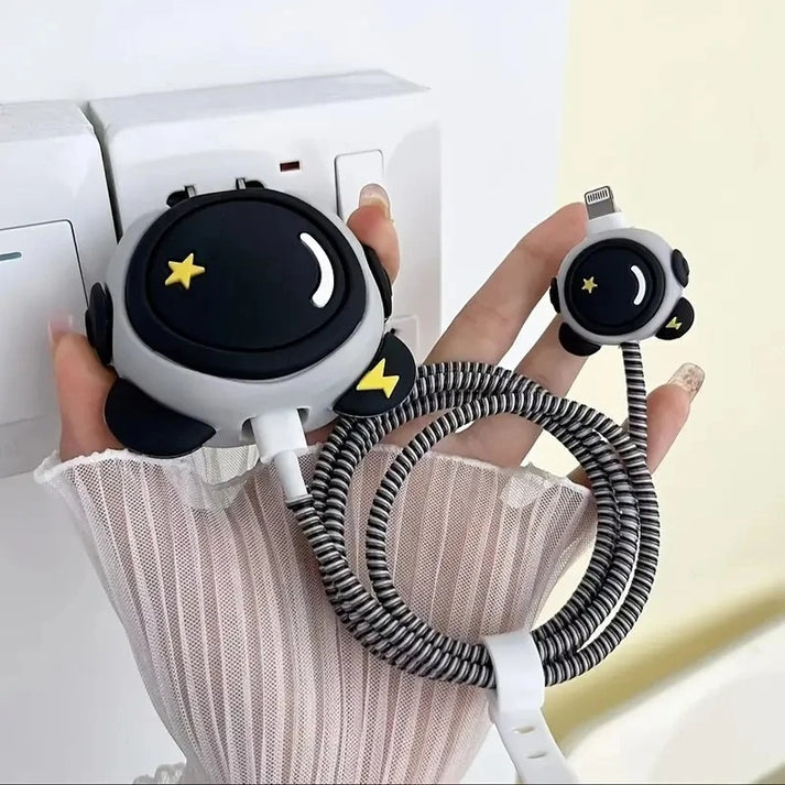 Iphone Charger Cover - Cute Astronaut (With Wire Protector)