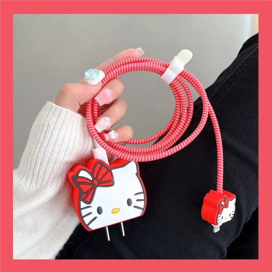Iphone Charger Cover - Hello Kitty (With Wire Protector)