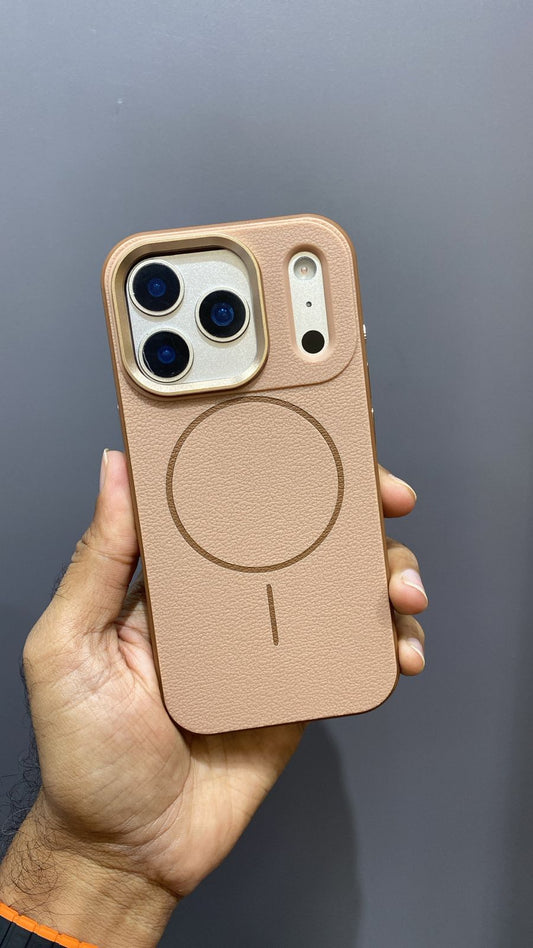 iPhone Luxury Leather Magsafe Cover (Desert Titanium)