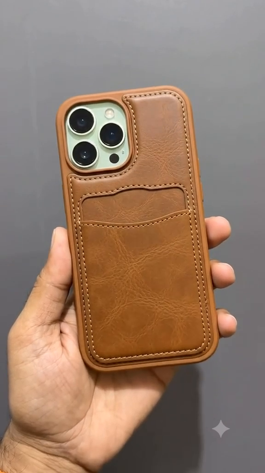iPhone 15 Pro Premium Leather Wallet Cover