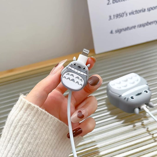 Iphone Charger Cover - Grey Cat (With Wire Protector)