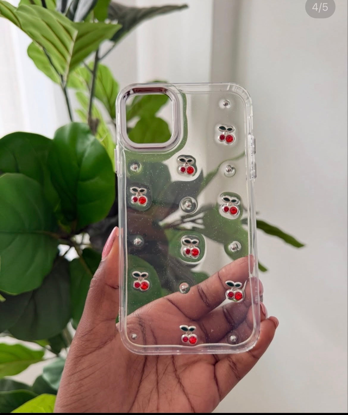 Clear 3D Cherry Luxe Cover - Soft & Stylish