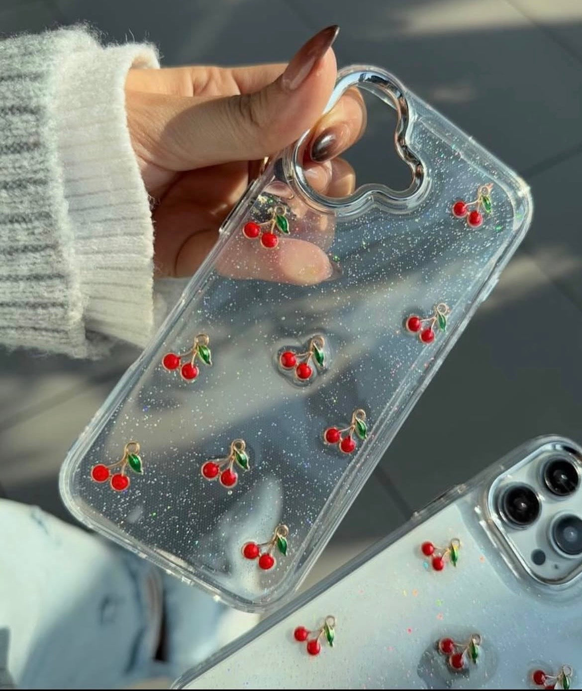 Clear 3D Cherry Luxe Cover - Soft & Stylish