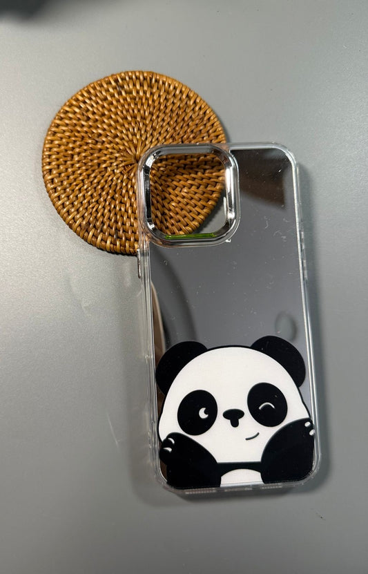 Iphone 15 Plus Cute Reflective Happy Panda Cover