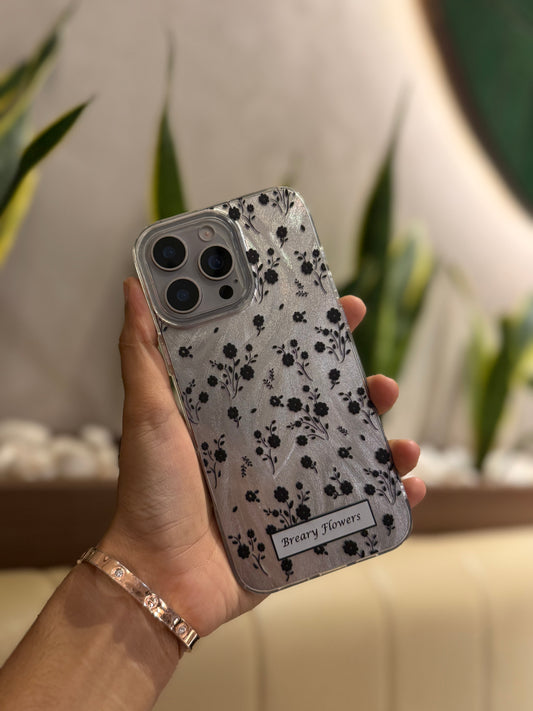 Iphone 15 Pro Max Cute Black Flowers Cover