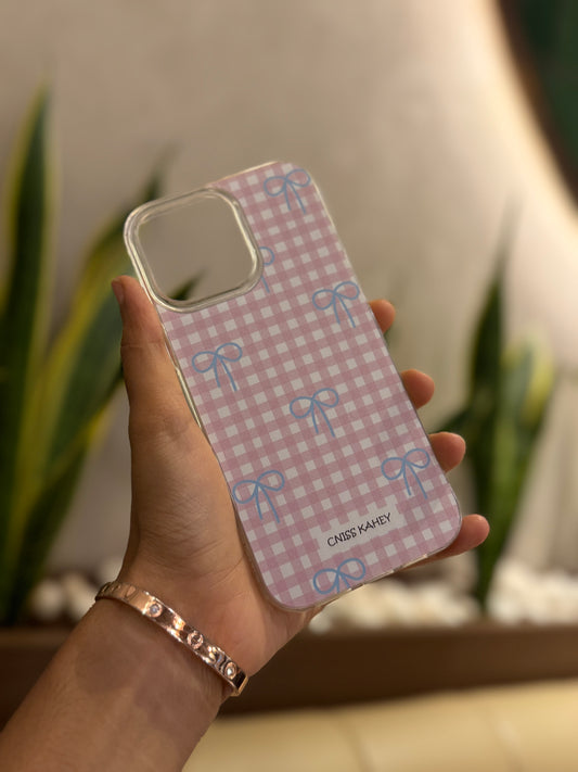 Iphone 15 Plus Cute Blue Ribbon Bow Cover