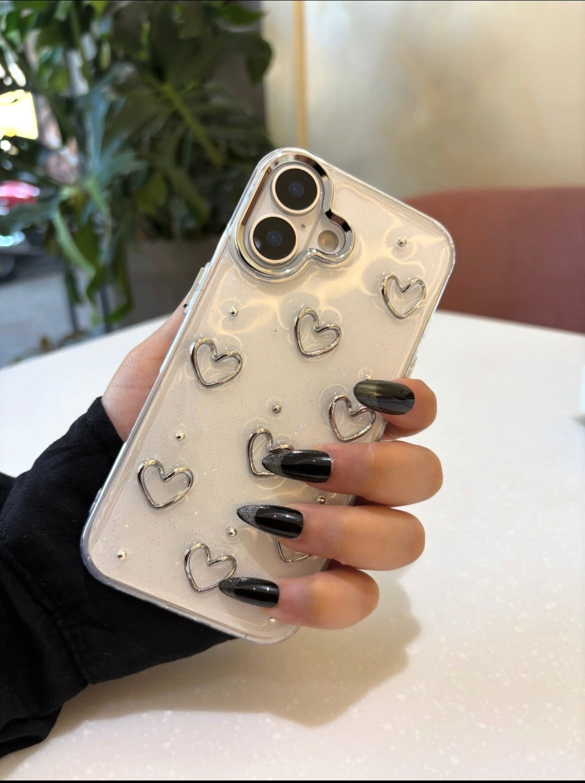 Clear 3D Heart Luxe Cover - Soft & Stylish