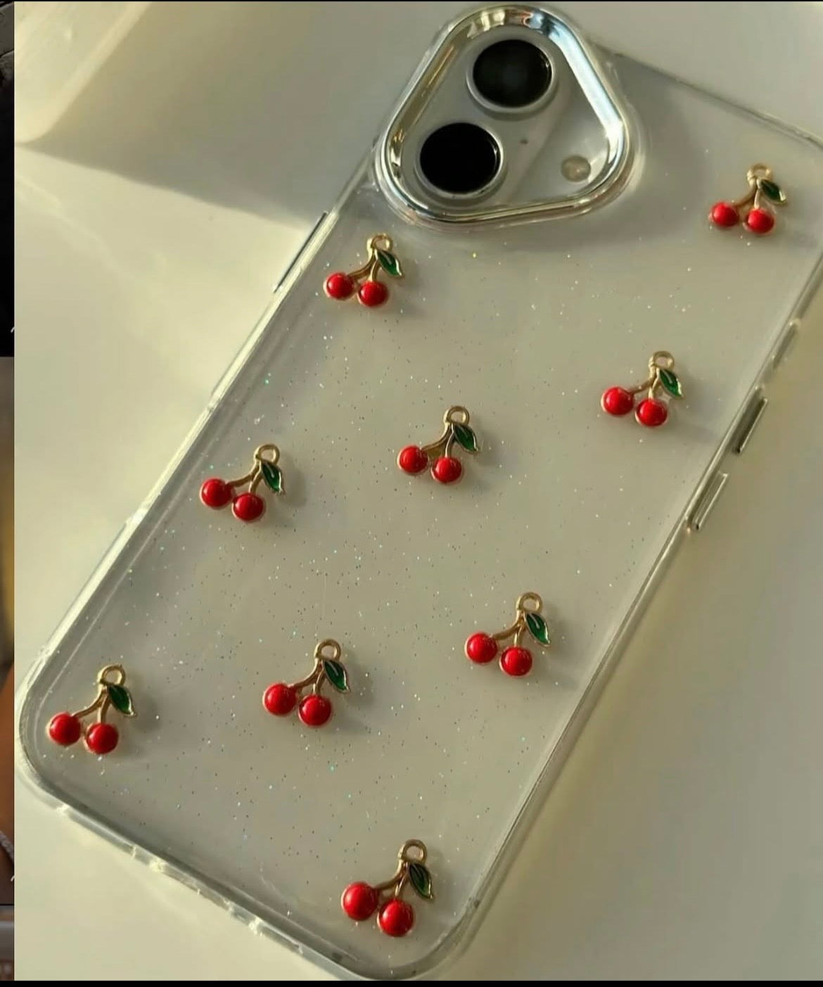 Clear 3D Cherry Luxe Cover - Soft & Stylish