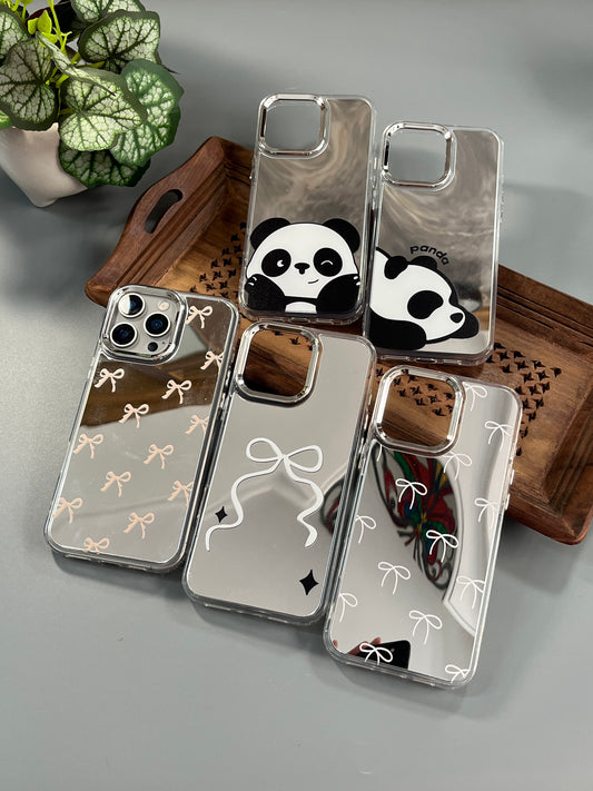 Iphone 15 Cute Reflective Happy Panda Cover