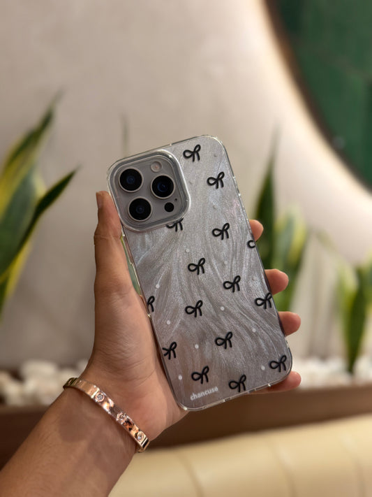 Iphone 15 Pro Max Cute Black Ribbon Bow Cover