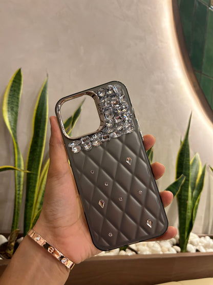 Iphone 16 luxury Quilted Rhinestone Cover