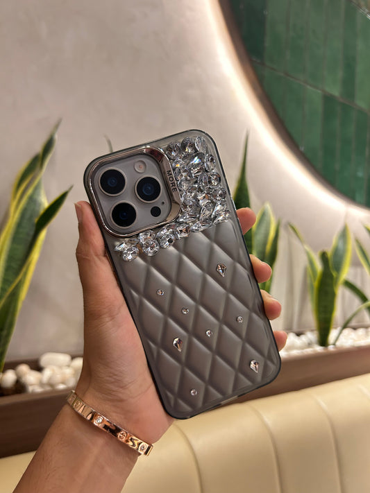 Iphone 16 Pro Max luxury Quilted Rhinestone Cover