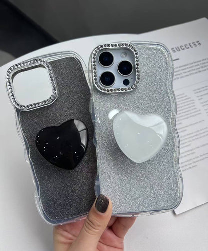 iPhone 13 Pro Max Glitter Cover with Heart Pop Socket