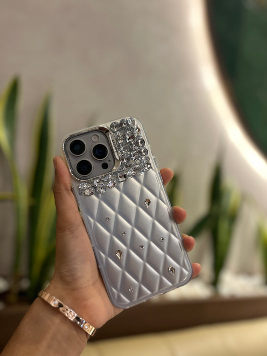 Iphone 15 Pro Max luxury Quilted Rhinestone Cover