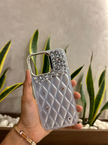 Iphone 15 Pro luxury Quilted Rhinestone Cover