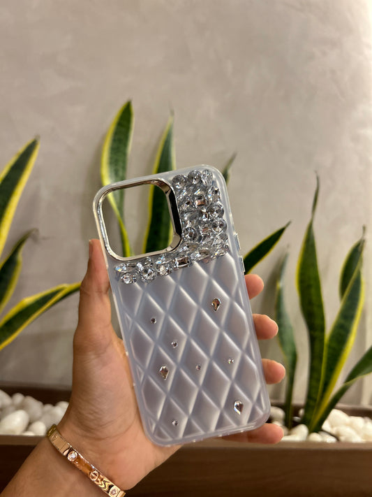 Iphone 13 luxury Quilted Rhinestone Cover