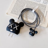 Iphone Charger Cover - XOXO Black Bear (With Wire Protector)