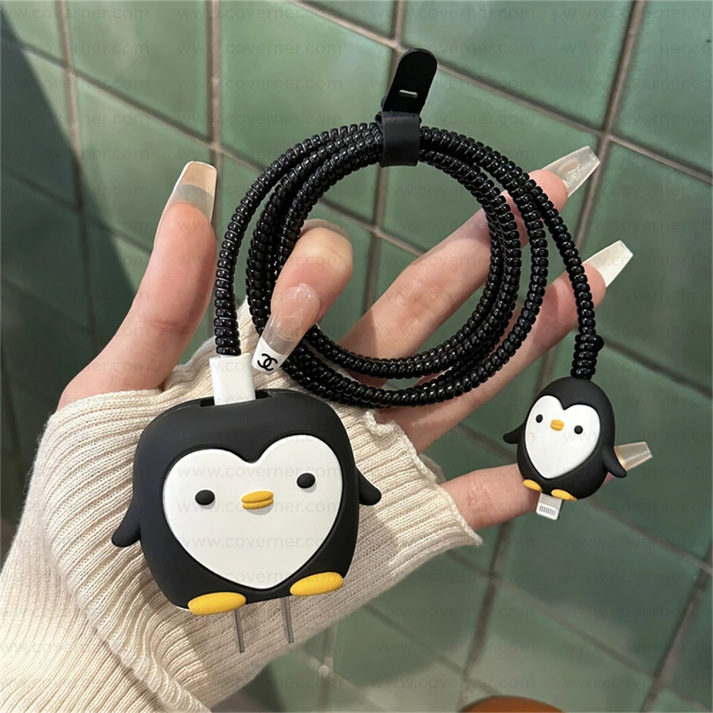 Iphone Charger Cover - Penguin (With Wire Protector)