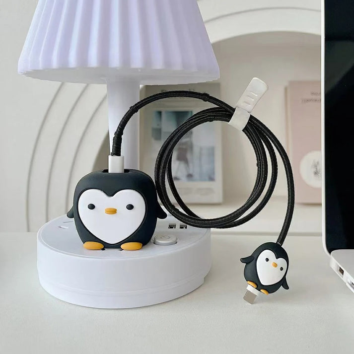 Iphone Charger Cover - Penguin (With Wire Protector)