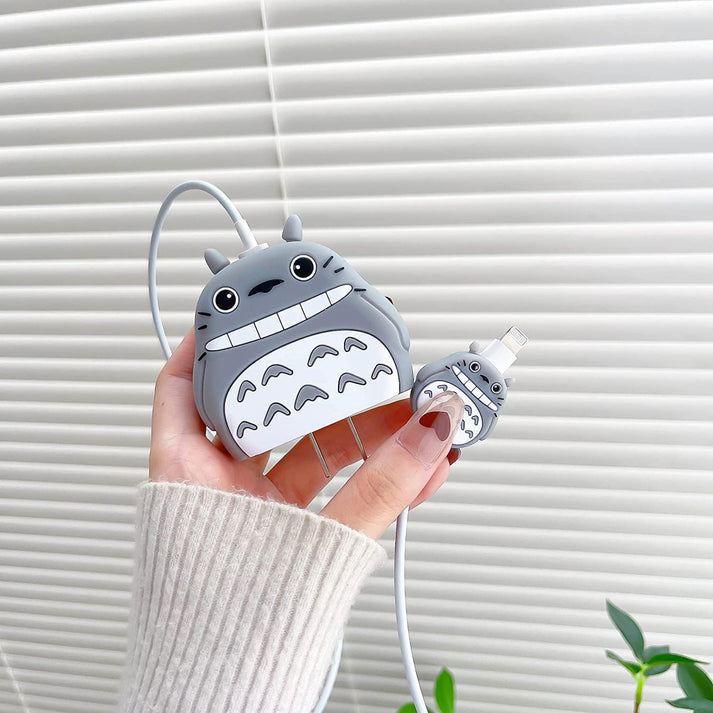 Iphone Charger Cover - Grey Cat (With Wire Protector)
