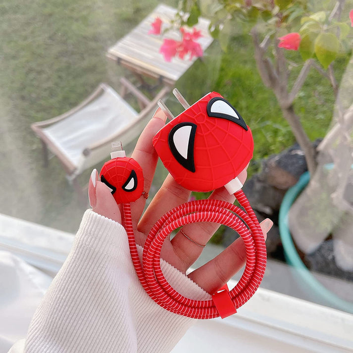 Iphone Charger Cover - Spiderman (With Wire Protector)