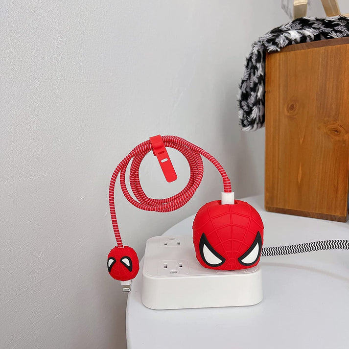 Iphone Charger Cover - Spiderman (With Wire Protector)