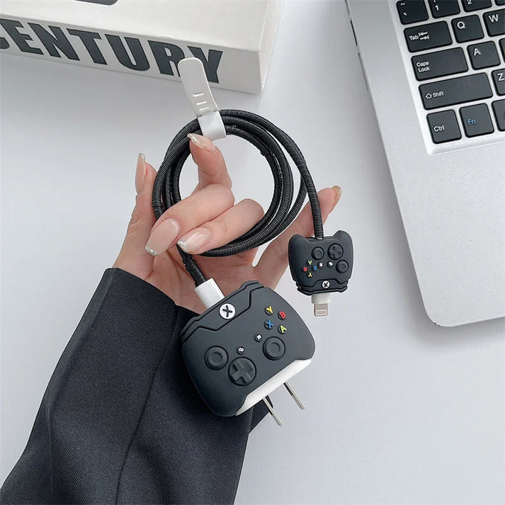 Iphone Charger Cover - Black Xbox (With Wire Protector)