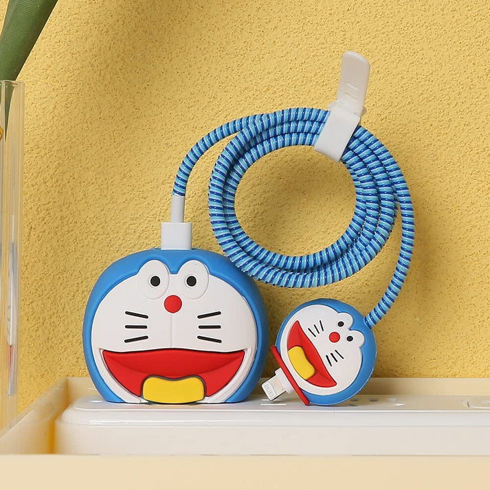Iphone Charger Cover - Doremon (With Wire Protector)