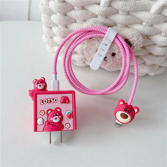 Iphone Charger Cover - Lotso Bear (With Wire Protector)