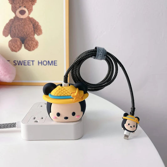 Iphone Charger Cover - Minnie Mouse Star Hat (With Wire Protector)
