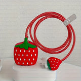 Iphone Charger Cover - Strawberry (With Wire Protector)