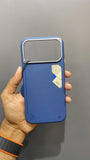 iPhone Metal Design Premium Leather MagSafe Cover (Royal Blue)