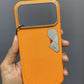 iPhone Metal Design Premium Leather MagSafe Cover (Coral Orange)