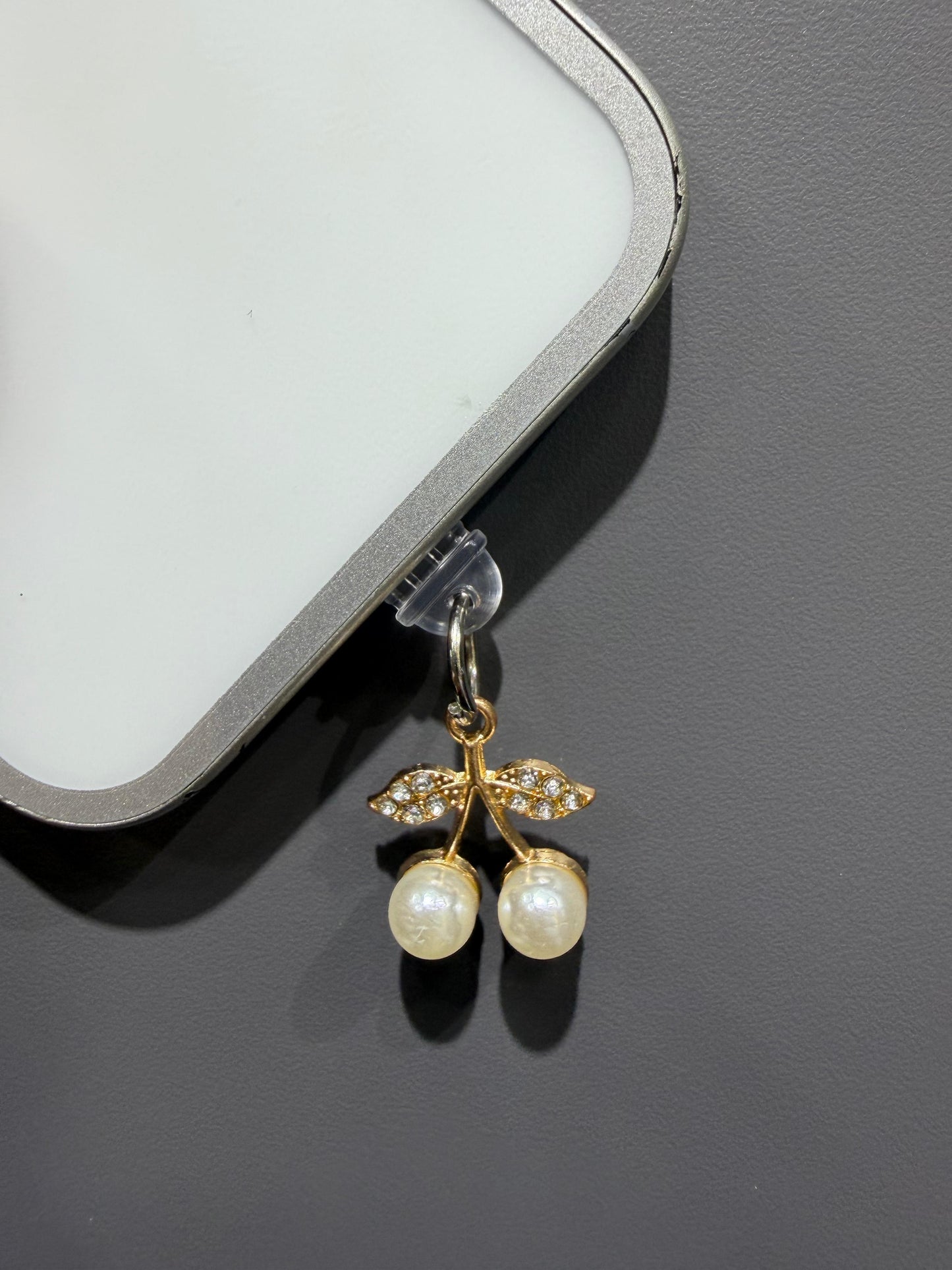 Golden Pearl Cherry Phone Charm