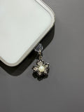 Silver Clover Pearl Phone Charm