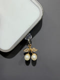 Golden Pearl Cherry Phone Charm