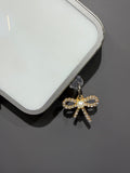 Crystal Pearl Bow Phone Charm