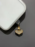 Crystal Heart Phone Charm (Gold)
