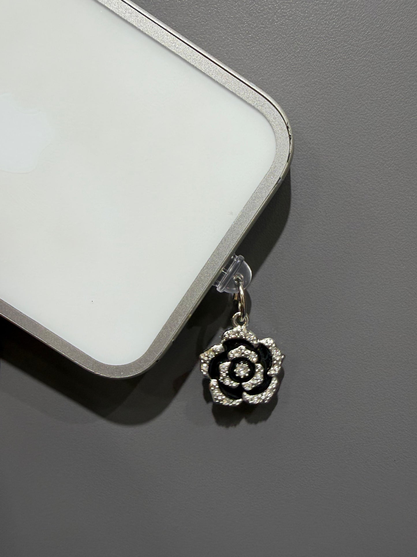 Silver Flower Blossom Phone Charm