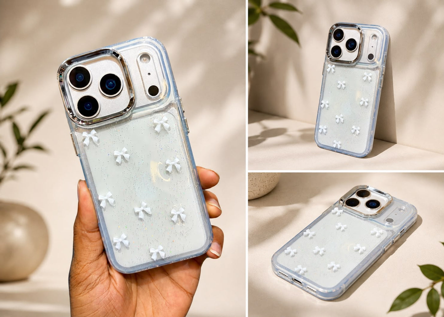 Clear 3D Bow Luxe Cover - Soft & Stylish