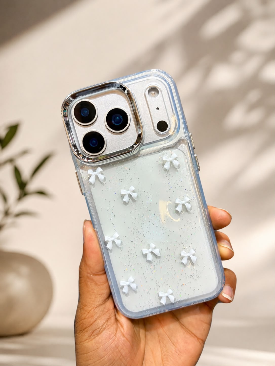Clear 3D Bow Luxe Cover - Soft & Stylish