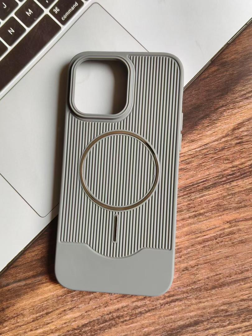 iPhone Magsafe Line Design Cover (Pastel Grey)