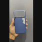 iPhone Metal Design Premium Leather MagSafe Cover (Royal Blue)