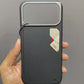 iPhone Metal Design Premium Leather MagSafe Cover (Black)